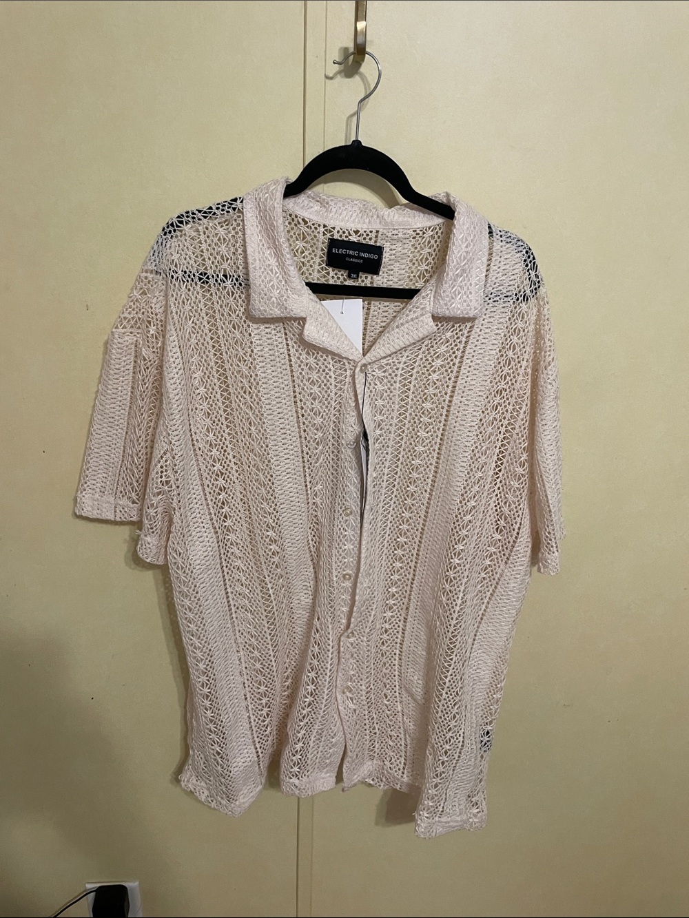 Electric Family off white Open-Weave Button-Up Shirt